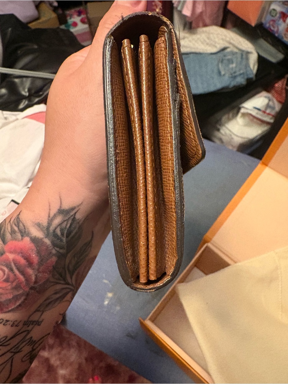 Louis Vuitton Brown & Gold Monogram Trifold Wallet - Picture 3 of 16